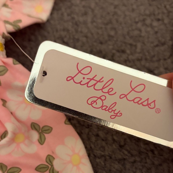 Little Lass Pink Floral Dress with Headband - Picture 2 of 3